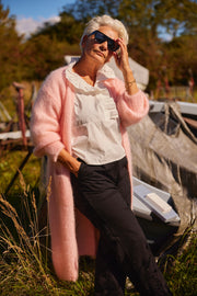 Long open cardigan in fluffy mohair 82121L | Rose Shadow | Strik fra Atelier C