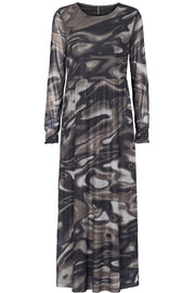 Mynte Dress 2457 | Black Brown Print | Kjole fra Prepair