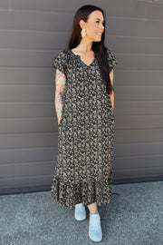 Sunrise Ming Flower Dress | Black | Kjole fra Co'couture