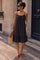 Safira Embroidery Strap Dress | Black