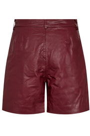 Phoebe Leather Pleat Shorts 31458 | Burgundy | Bukser fra Co'couture