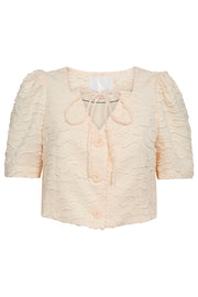 Rachel Crop Tie SS Shirt 35801 | Bone | Top fra Co'couture