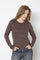 Granny Embroidery LS Tee 33180 | Dark Brown | T-Shirt fra Co'couture