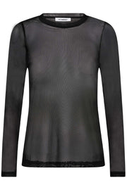 Mesh O-Neck Blouse 33201 | Black | T-Shirt fra Co'couture
