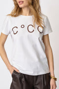 Signaturecc New Tee | White/DarkBrown | T-Shirt fra Co'couture