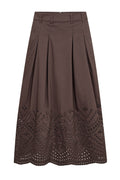 Poppycc Pleat Scallop Skirt | Dark Brown | Nederdel fra Co'Couture
