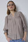 Callumcc Lace Puff V-Shirt | Taupe | Skjorte fra Co'Couture