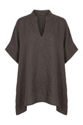 Fiorella Linen V-neck | Dark Maroon – nedsat
