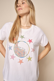 Rue O-Ss Embroidery Tee | Birch | T-shirt fra Mos Mosh