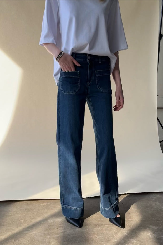 Eleonora Jeans | Dark Blue Denim | Jeans fra French Laundry