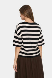 Fikamsz Striped Cardigan | Sort | Strik fra Saint Tropez