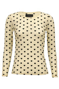 Mesh Ls Tshirt | Elfenbein Schwarz Flock Herz | Bluse von Liberté