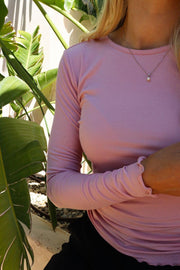 Natalia Ls Round Neck  Blouse | Dusty Rose | Bluse fra Liberté