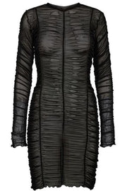 Mesh LS Wrinkle Dress | Black | Kjole fra Liberté