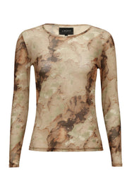 Mesh Ls Tshirt | Brown Gold Marble | Bluse fra Liberté