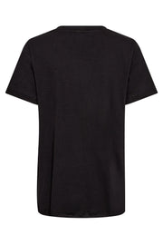 Fiona O-SS Embroidery Tee   | Black | T-shirt fra Mos Mosh