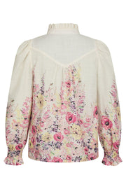 Calloma Flower Print Blouse | Ivory | Bluse fra Neo Noir