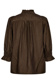 Aila Frill SS V-Blouse 35866 | Mocca | Top fra Co'couture