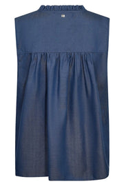 Solandra SL Denim Blouse | Mid Blue | Bluse fra Mos Mosh