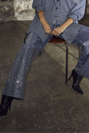 SequinCC Stripe Long Denim Pant | Sky Denim | Bukser fra Co' Couture