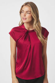 Fleur Drapy Satin Blouse | Wine | Bluse fra Neo Noir