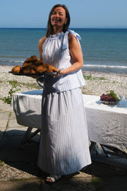 Yara Stripe Long Skirt | Light Blue | Nederdel fra Neo Noir