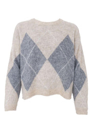 Beth Argyle Knit Jumper | Natural | Strik fra Black Colour