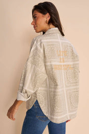 Tia Bandana Cotton Shirt | Cement | Skjorte fra Mos Mosh