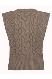 Row Cable Zip Vest 32139 | Champagne | Strik fra Co'couture