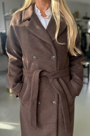 Quentin Long Wool Coat | Brun l  Frakke fra French Laundry