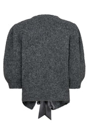 Coralie Bow Rib Cardigan 32170 | Grey Melange | Strik fra Co'couture