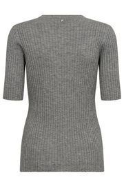 Relena Rib SS Crew Neck Knit  | Sharkskin | Strik fra Mos Mosh