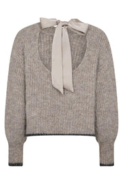 Coralie Bow LS Rib Knit 32157 | Walnut | Strik fra Co'couture