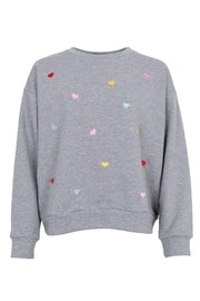 Sita Heart Sweatshirt | Grey | Bluse fra Black Colour