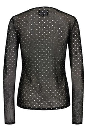 Mesh Ls Sparkle Tshirt | Black Silver Heart |  Liberté