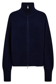 Amity Zip Knit Cardigan | Maritime Blue | Strik fra Mos Mosh