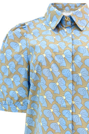 Flora Ss Blouse | Cute Bow Blue | Bluse fra Liberté