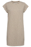Ulla Stripe Tshirt Dress | Light Brown White Stripe | Kjole fra Liberté – nedsat