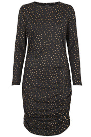 Alma Long Dress | Black Gold Dot | Kjole fra Liberté