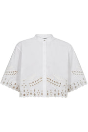 PrimaCC Embroidery Crop Shirt | White | Skjorte fra Co'couture