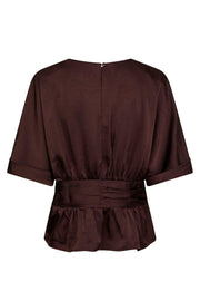 Annegret Heavy Sateen Blouse | Burgundy | Bluse fra Neo Noir