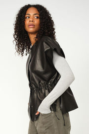 Aylin Leather Vest | Black | Vest fra Mos Mosh