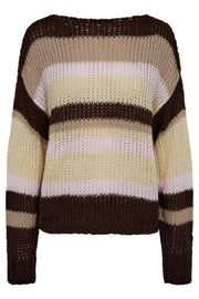 Frodine Stripe Pullover | Choco Rose Ivory Stripe | Strik fra Liberté