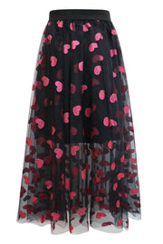 Tulle Heart Skirt | Black Pink Heart | Nederdel fra Liberté