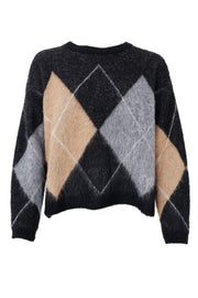 Beth Argyle Knit Jumper | Black | Strik fra Black Colour