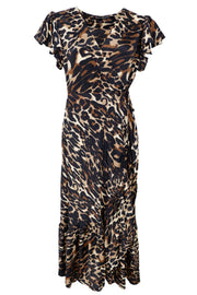 Luna Flared Wrap Dress | Leopard | Kjole fra Black Colour