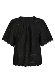Odet Embroidery Blouse | Black | Bluse fra Neo Noir