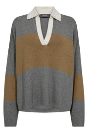 Wylie Tani Bold Stripe Knit | True Camel | Strik fra Mos Mosh