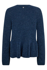 Thora O-Neck Frill Knit | Ensign Blue | Strik fra Mos Mosh