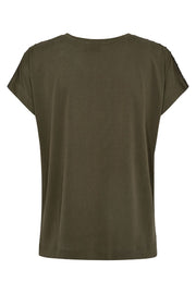 Narelle V-neck Stud Tee   | Sea Turtle | T-shirt fra Mos Mosh